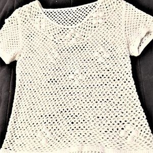 Handmade Creamy White Crochet Top, Size S to M